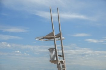 lifeguard station with blue sky background
