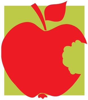 Bitten Apple Red Silhouette With Green Background