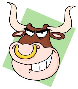Angry Longhorn Head Cartoon Mascot