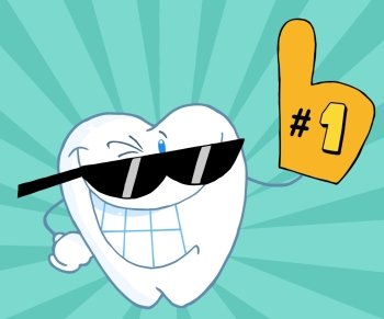 Smiling Tooth Cartoon Mascot Character Number One