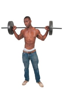 Black African American man lifting a weight