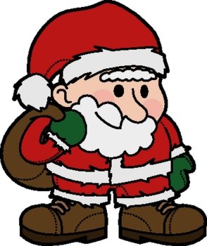 Illustration of Father Christmas in Santa Claus outfit
