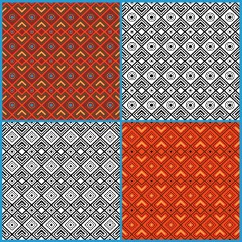 Four different seamless vector ethnic patterns in a single file. Four seamless ethnic patterns