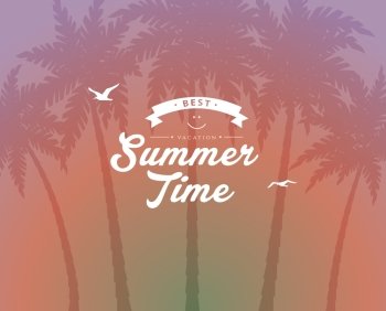Vector illustration of Palms silhouettes card background