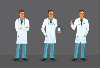 Vector illustration of Doctor in various poses