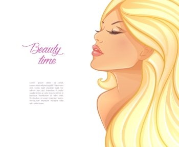 Vector illustration of Beautiful blond woman image
