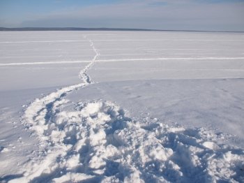 shore of the lake in winter