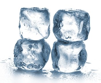 Ice cubes on white background.