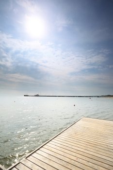 old wooden empty pier jetty at the sea - Sopot Poland