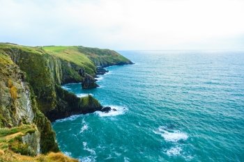 Irish landscape. Coastline atlantic ocean rocky coast scenery. County Cork, Ireland Europe