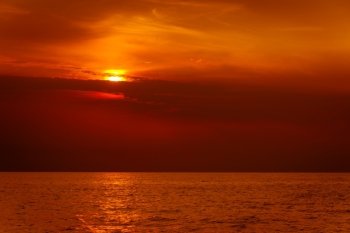 Beautiful seascape evening sea sunset horizon and sky. Tranquil scene. Natural composition of nature. Landscape.