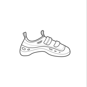 vector monochrome contour climbing shoes isolated black outline illustration on white background 
