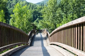 Wooden bridge in the province of Girona, Spain