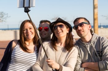 Young people on a spring afternoon doing a selfie